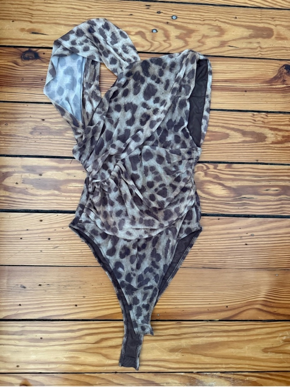 Zara Brown Leopard-Print One-Piece Bodysuit